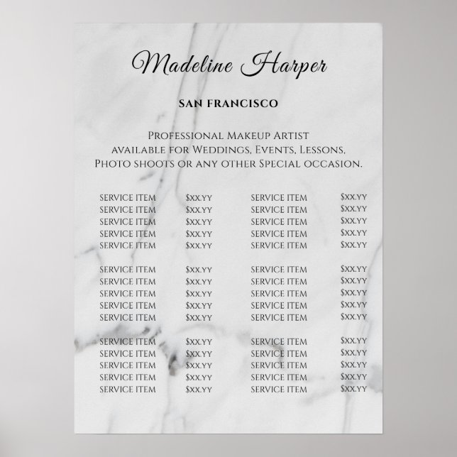 Preisliste des Vintage Beauty Salons Poster (Vorne)