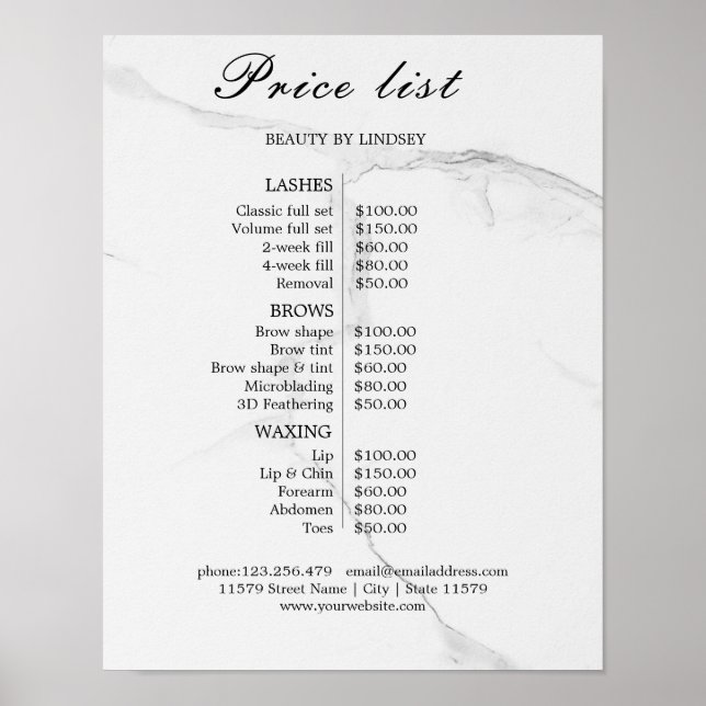 Preisliste des Vintage Beauty Salons Poster (Vorne)