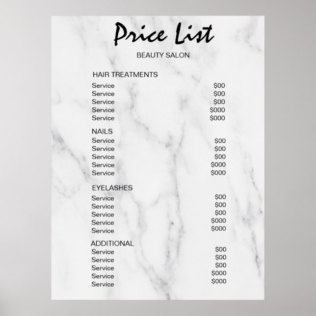 Preisliste des Vintage Beauty Salons Poster (Vorne)