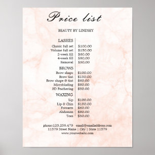 Preisliste des Vintage-Schönheitssalons Poster
