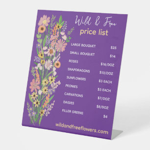 Preisliste Florist Handgemalte Blumen Markt Sockelschild