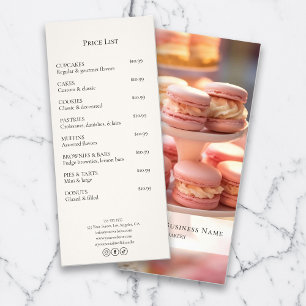 Preisliste für Bäckereien nach Foto Werbekarte
