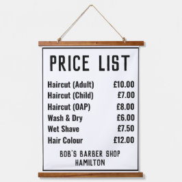 Preisliste für Barbershop Wandteppich Mit Holzrahmen