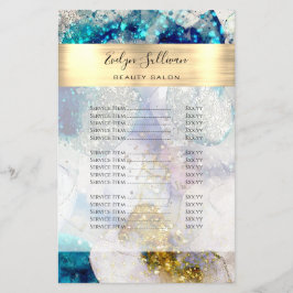 Preisliste für blaue Gold Silberne Glitzer Wasserf Flyer