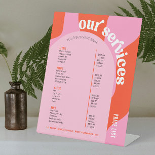 Preisliste für Business Services Groovy Retro Rosa Sockelschild