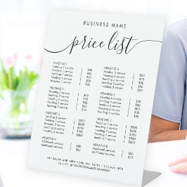 Preisliste für Chic Black Calligraphy Business Ser Sockelschild