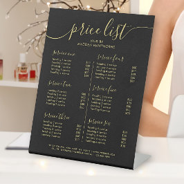 Preisliste für Chic Black Gold Calligraphy Sockelschild