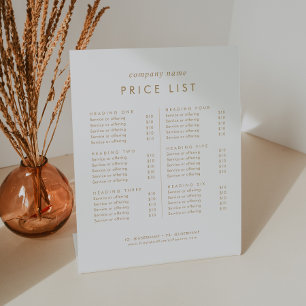 Preisliste für Chic Gold Typografy Business Servic Sockelschild
