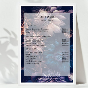 Preisliste für den modernen Blumensalon Poster