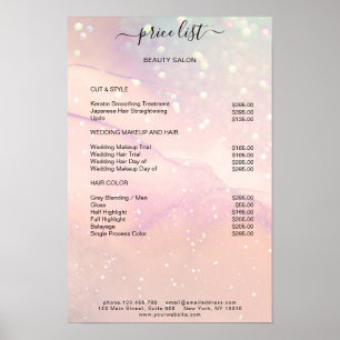 Preisliste für den modernen Glitzer Peach Marmor S Poster