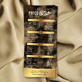 Preisliste für den Salon "Black & Gold Glitzer" Werbekarte