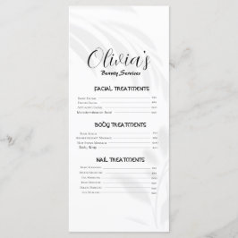 Preisliste für elegante Soft White Beauty Services Menükarte