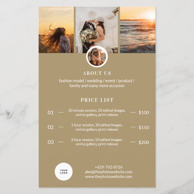 Preisliste für Fotografie Flyer (Vorne)