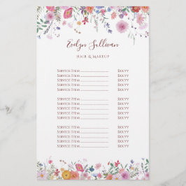 Preisliste für frische Wildblumen Flyer