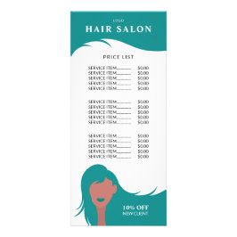 Preisliste für Friseursalon Aquamarines Friseurmod Werbekarte