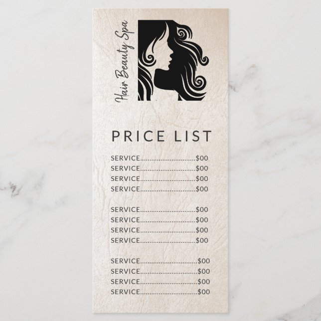 Preisliste für Friseursalon (schwarz) Programm (Vorderseite)