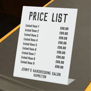 Preisliste für Friseursalons Sockelschild