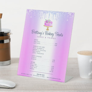 Preisliste für Glitter Drips von Purple Cake Baker Sockelschild