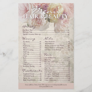 Preisliste für Haar Schönheit Waxing Nägel Vintage Flyer