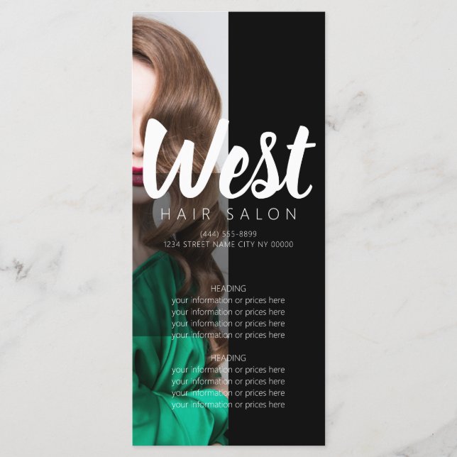 Preisliste für Haarsalon Menükarte (Vorderseite)