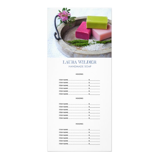 Preisliste für Handmade-Soap-Maker Werbekarte (Vorne)
