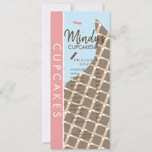Preisliste für hausgemachte Bäckerei-Cupcakes-Flug Einladung