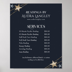 Preisliste für Hellseher-Medium und Tarot-Kartenle Poster