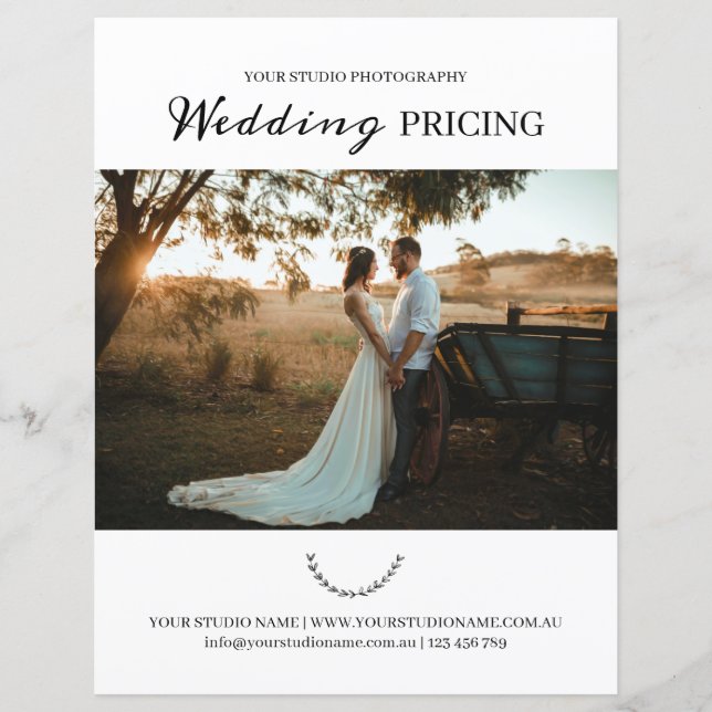 Preisliste für Hochzeitfotografie (Vorderseite)