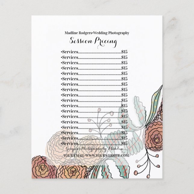 Preisliste für Hochzeitfotografie Flyer (Vorne)