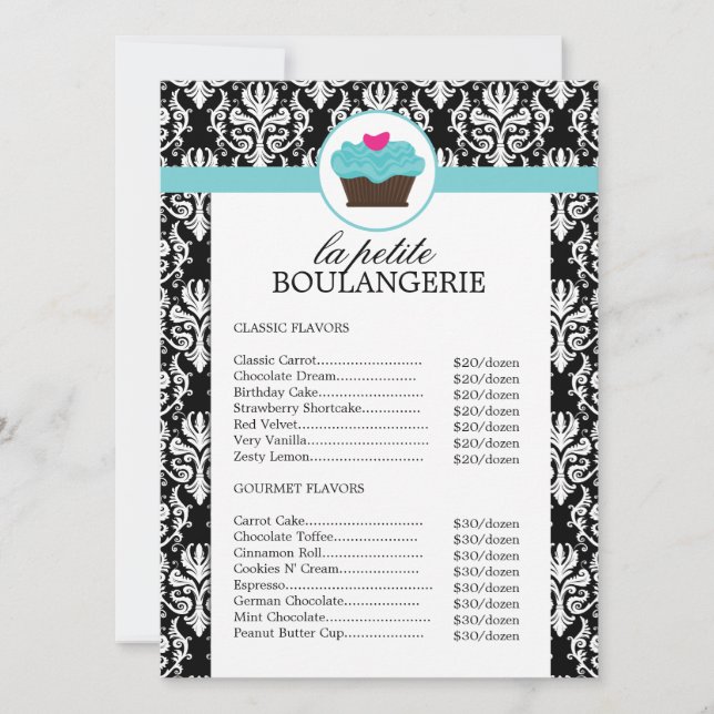 Preisliste für hübsche Damaskus-Bäckerei (Vorderseite)