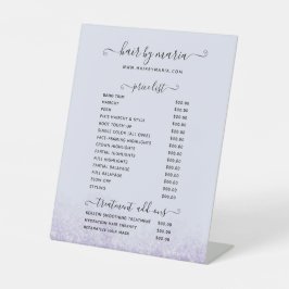 Preisliste für lila Glitzer Sockelschild
