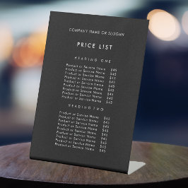 Preisliste für Minimalistische schwarze Unternehme Sockelschild