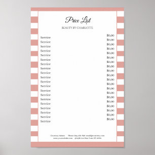 Preisliste für Modern Stripes Salon Poster