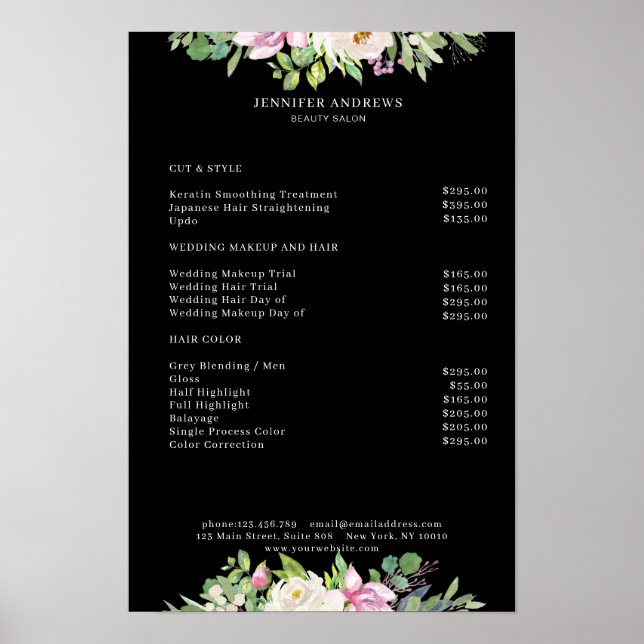 Preisliste für moderne Blume Poster (Vorne)