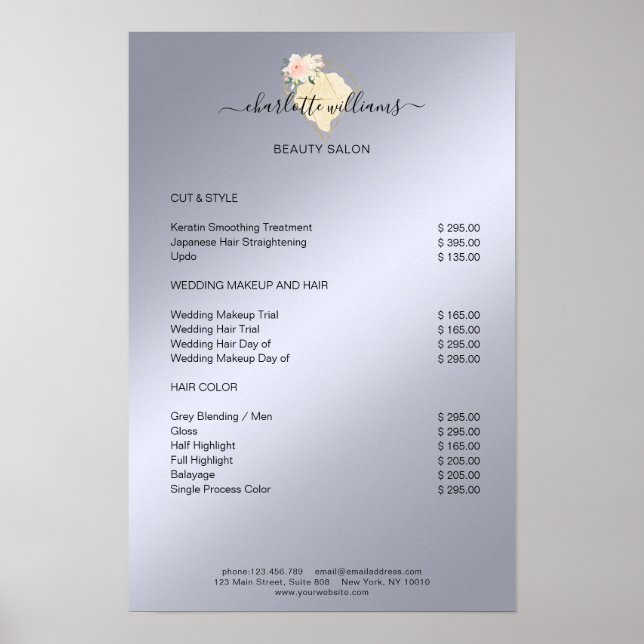 Preisliste für moderne Diamanten-Blume Poster (Vorne)