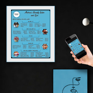 Preisliste für moderne, elegante Blue Salon-Logos Poster