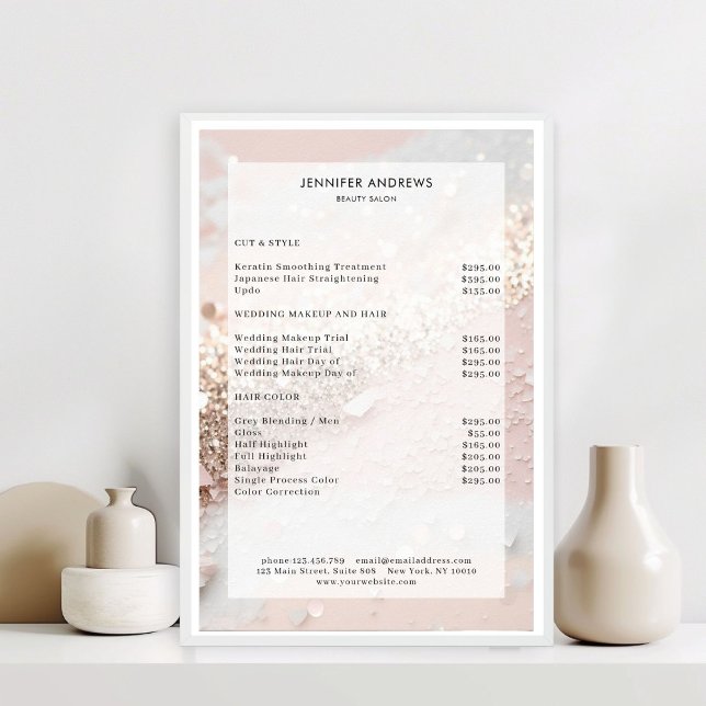 Preisliste für moderne Glitzer Poster (Modern Glitter Salon Price List Poster)