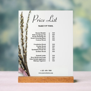 Preisliste für Vintages Blumenmuster auf Beige Acrylschild