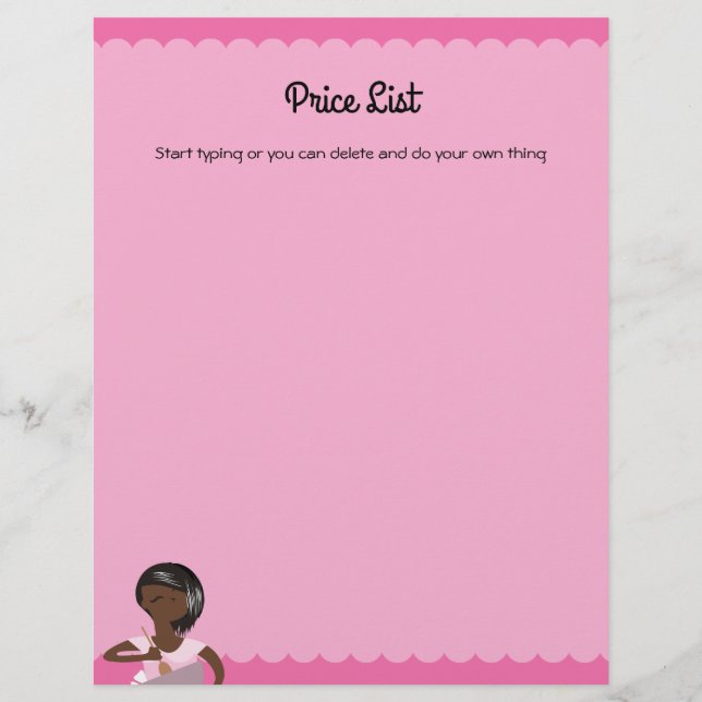 Preisliste für Zuhause-Backwaren in Afrika Flyer (Hinten)