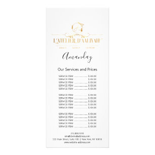 Preisliste Haar Makeup Lashes Nail Wax Logo weiß Werbekarte