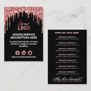 Preisliste Inhaltsstoffe Rose Gold GlitterDrips Visitenkarte