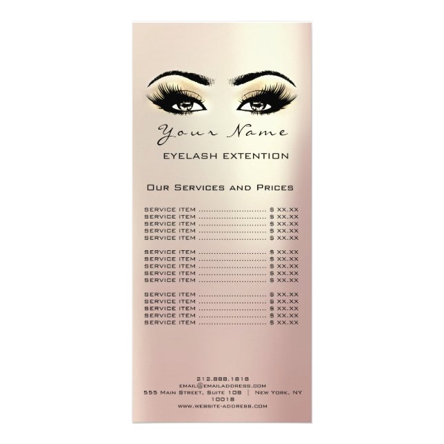 Preisliste Lashes Champaigne Werbekarte (Vorne)