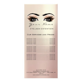 Preisliste Lashes Makeup Rose Gold Coral Werbekarte