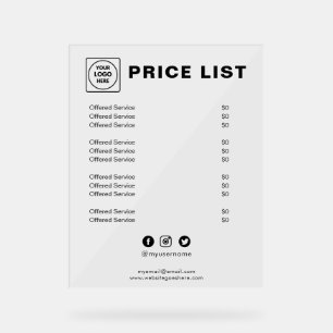 Preisliste Logo Acrylschild