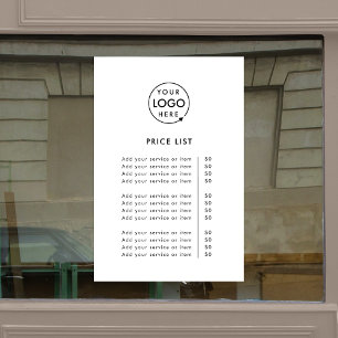 Preisliste Logogeschäft Modernes Beruflich Fensteraufkleber