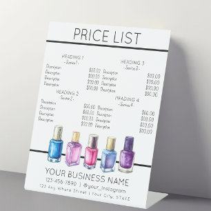 Preisliste Menü Nail salon nailpolis Sockelschild