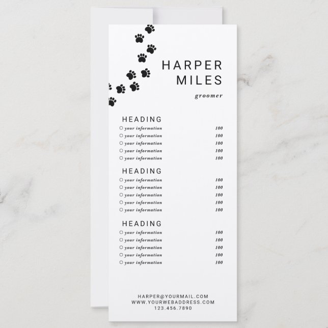 Preisliste oder Dienstleistungskarte für Hundezüch Einladung (Vorderseite)