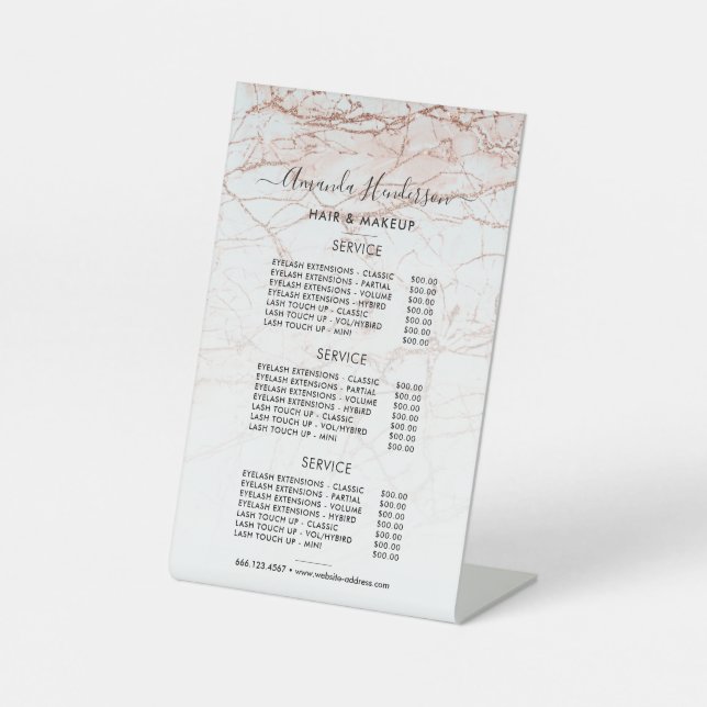 Preisliste Rose Goldsalon Sockelschild (Vorderseite)