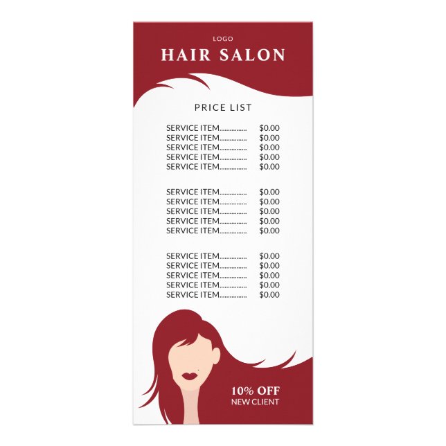Preisliste Roter Haarstylist Werbekarte (Vorne)