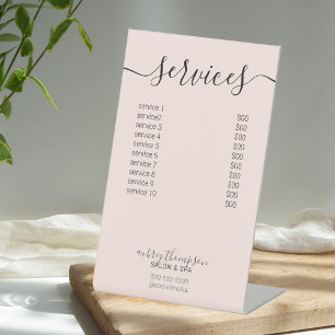 Preisliste Service Minimalistisch Calligraphy Sockelschild